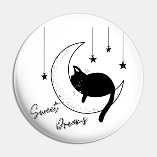 Sweet Dreams Kitty Cat - Black Print Pin