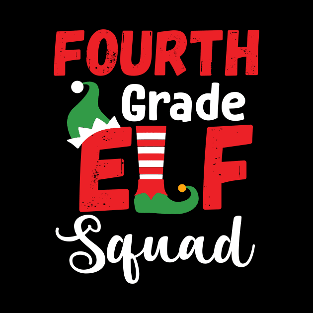 Cute Fourth Grade Elf Squad Teacher Christmas by Dunnhlpp