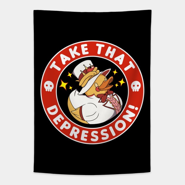 Lucifer Duck Rubber, Take That Depression Tapestry by VIQRYMOODUTO