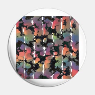 Rainbow Splatter Globs, Splashes and Stripes on Black and White Pin