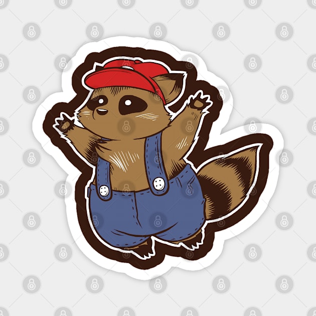 Tanuki in a Plumber Suit Magnet by samandfuzzy