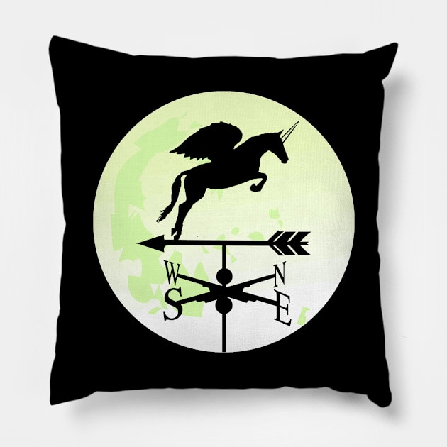 unicorn moon weathervane Pillow by Nuletto