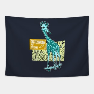 Giraffe Skateboarding Tapestry