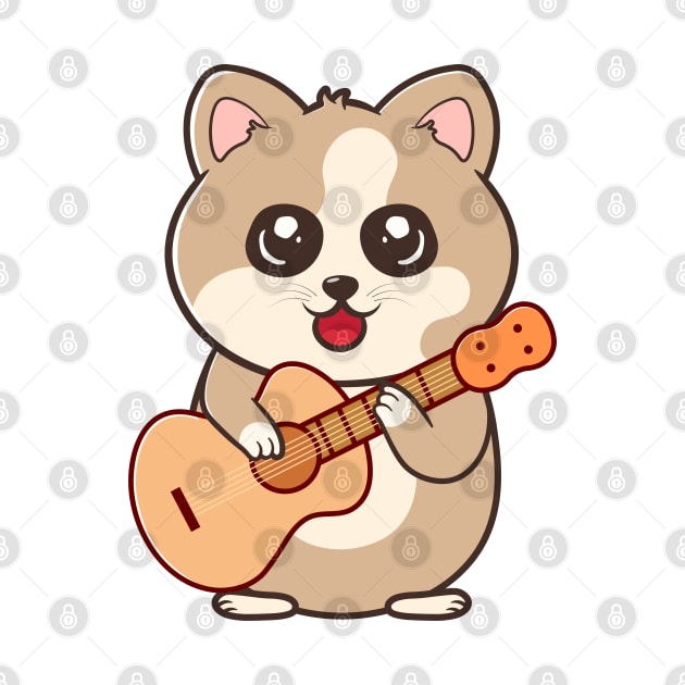 Cute Cat Playing Acoustic Guitar Cartoon by RayanPod