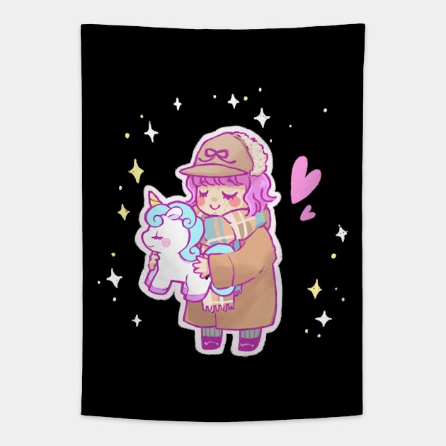 Unicorn Girl Tapestry by Kate Paints