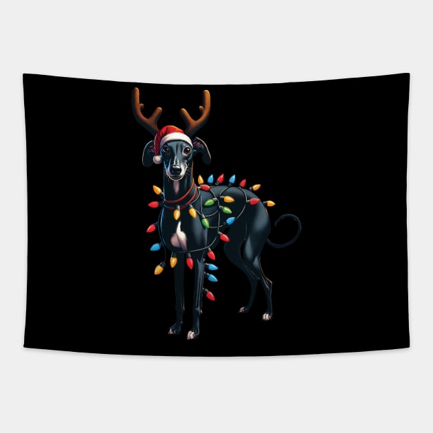 Italian Greyhound Dog Tree Christmas Lights Xmas Tapestry by Schoenberger Willard