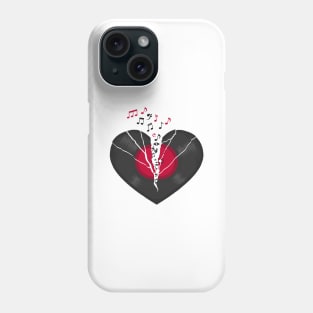 Broken LP Vinyl Record Heart Flying Notes Phone Case