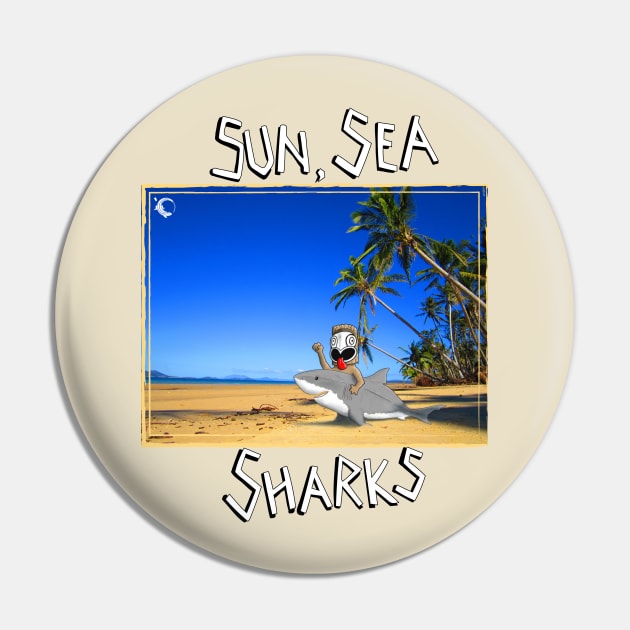 Sun Sea Shark Pin by Moo-SB