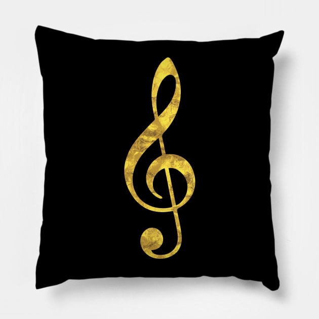 Golden Treble Clef Pillow by Kelly Louise Art