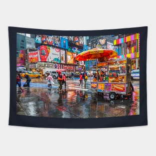 New York City Rainy Day Reflections Tapestry