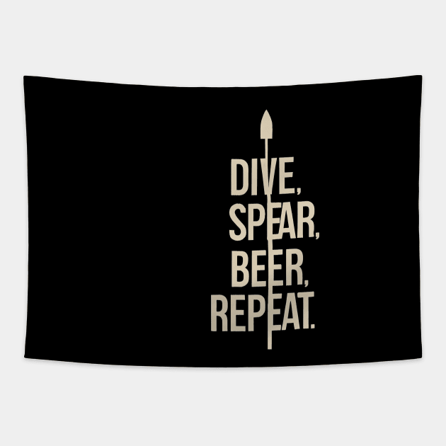 "Dive, Spear, Beer, Repeat" Spearfishing Tapestry by SimpliPrinter