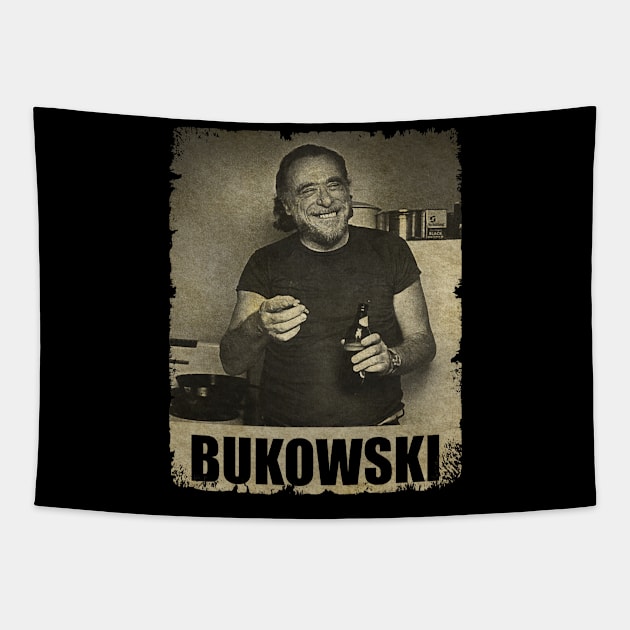 Charles Bukowski - RETRO BLACKWHITE Tapestry by Wendyshopart