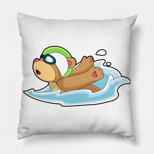 Bear Swimming Swimming goggles Pillow by Markus Schnabel