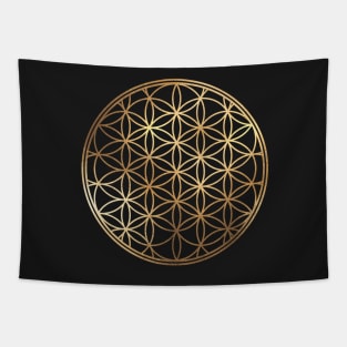 Flower of Life, Faux Gold Foil Tapestry