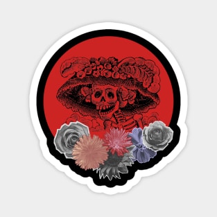 Halloween, Classic La Catrina, Black and Red with Flowers Magnet