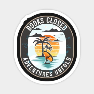 Books closed adventures unfold Magnet