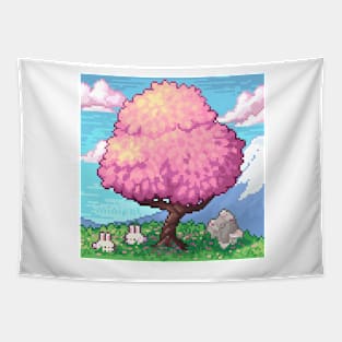 Pixel Sakura bunnies Tapestry