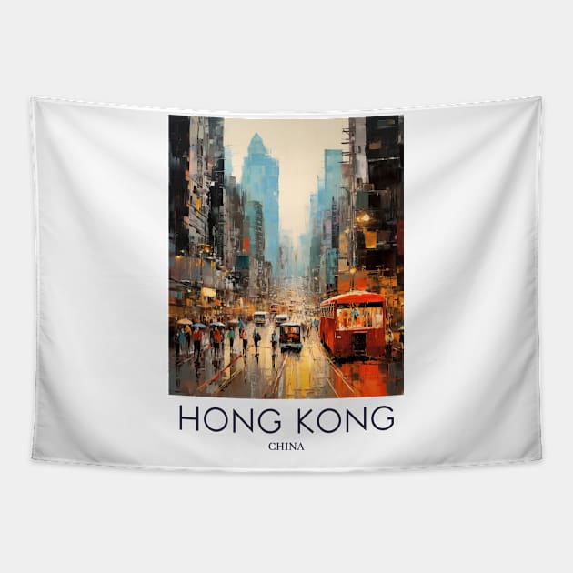 An Impressionist Painting of Hong Kong - China Tapestry by Studio Red Koala