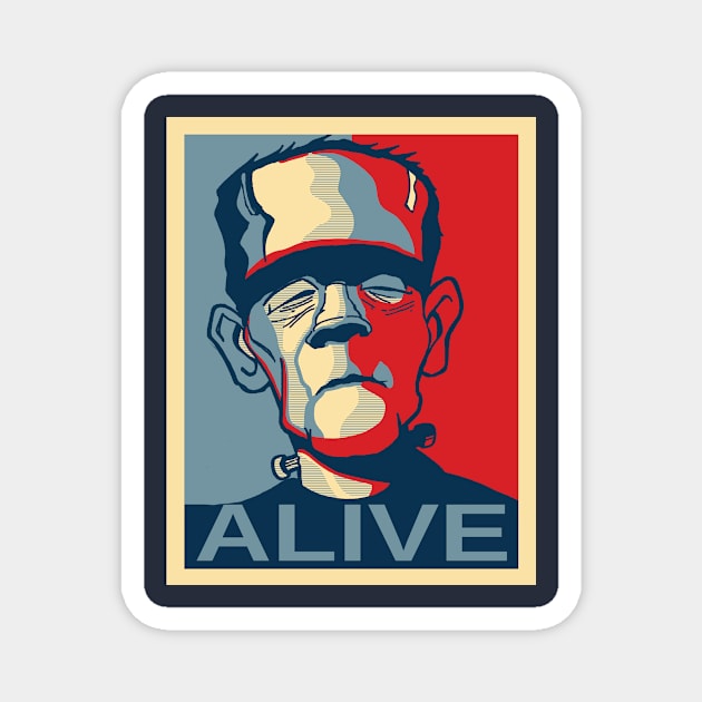 Jim8ball - Frankenstein Alive! T-Shirt Magnet by Jim8ball Designs