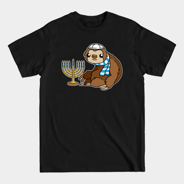 Jewish Bar Mitzvah Sloth Menorah Happy Hanukah - Costume - T-Shirt