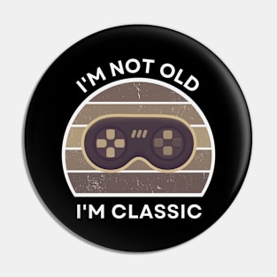 I'm not old, I'm Classic | Game Controller | Retro Hardware | Sepia | Vintage Sunset | '80s '90s Video Gaming Pin