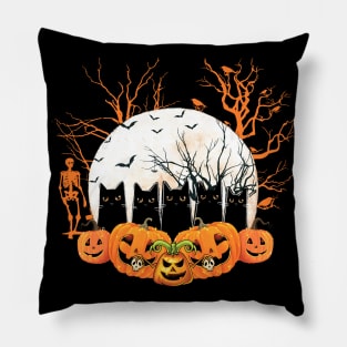 Black Cats and Jack O Lanterns Halloween Funny Pillow