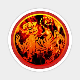 Shotokan Tiger In Flames Magnet