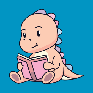 Cute Dinosaur Baby Reading Book -Dinosaur Birthday T-Shirt