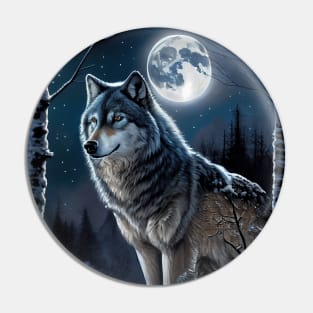 Winter Wolf oil paint Pin