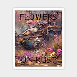 Flowers on Rust, Colorful Algoart Magnet