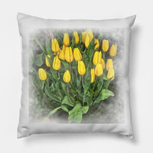 Yellow Tulip Cluster Pillow