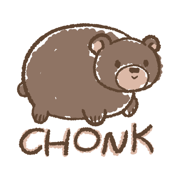 Chonky Bear - Cute Kawaii Funny Meme Crayon Drawing by BonBonBunny