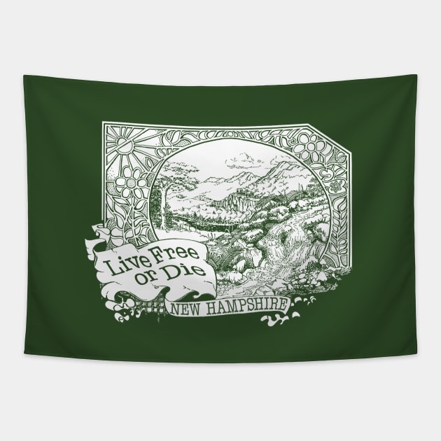 Retro 1970's 'Live Free or Die' New Hampshire Design Tapestry by DDGraphits