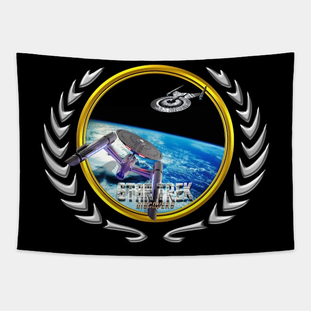 Star Trek Federation of Planets Enterprise 1701 Discovery 2L Tapestry by Ratherkool