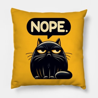 Black Cat Says Nope Pillow