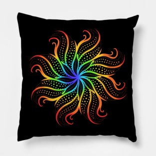 Trippy Rainbow Mandala Pillow