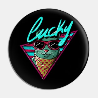 Lucky Vintage Cat - 1980s style Pin