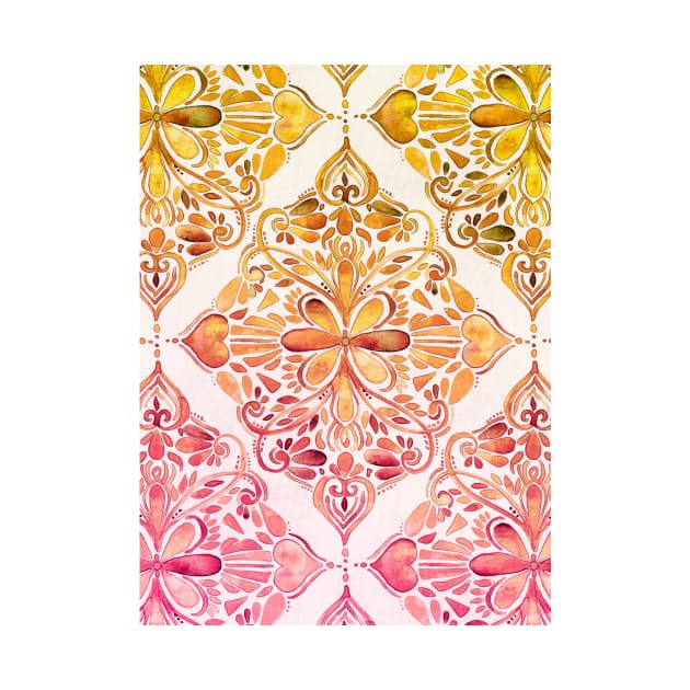 Sunset Art Nouveau Watercolor Doodle by micklyn