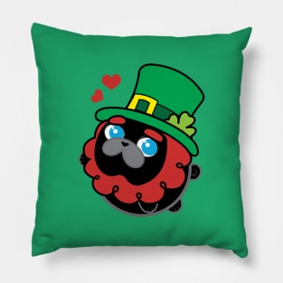 Poopy the Pug Puppy- Saint Patrick's Day Pillow