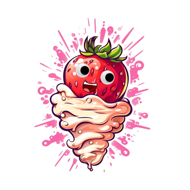 Funny Cartoon Strawberries and Cream by MutedTees