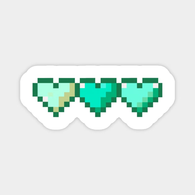 Teal Row of Hearts Pixel Art Magnet by christinegames