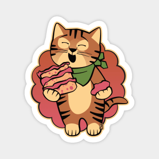 Cat Eating Cake Magnet