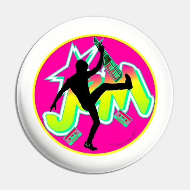 Be a Star with Neon Pink & Yellow Girly JEM | Rock On 80s Synthwave style Pin by 617406