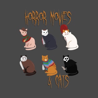 Funny horror movies and cats T-Shirt