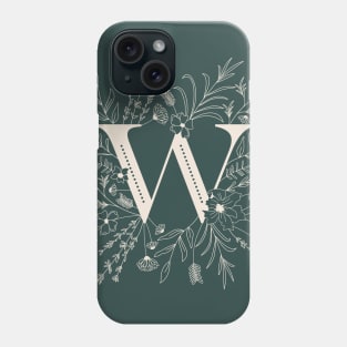 Botanical Letter W (Forest Green) Phone Case
