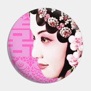 Chinese Opera Star Blush Pink with Double Happiness Symbol- Hong Kong Retro Pin