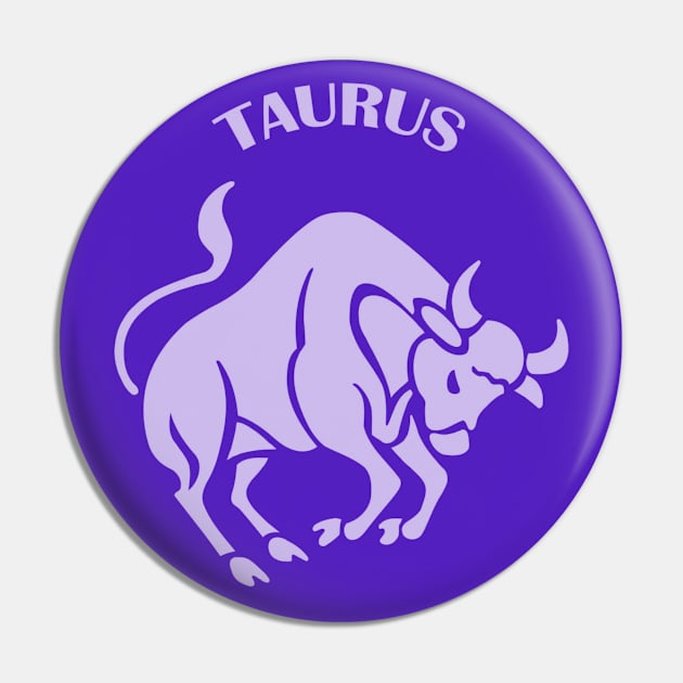 Taurus Astrology Zodiac Sign - Taurus Bull Astrology Birthday Gifts - Purple and Lavender Pin by CDC Gold Designs