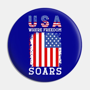 Patriotic USA Where Freedom Soars Flag Pin