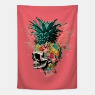 Skull tropical splash Tapestry