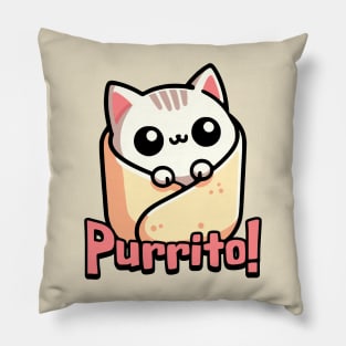 Purrito! Cute Cat Burrito Pun Pillow